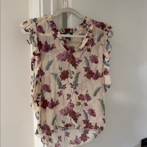 PAIGE Cream and Purple Floral Blouse